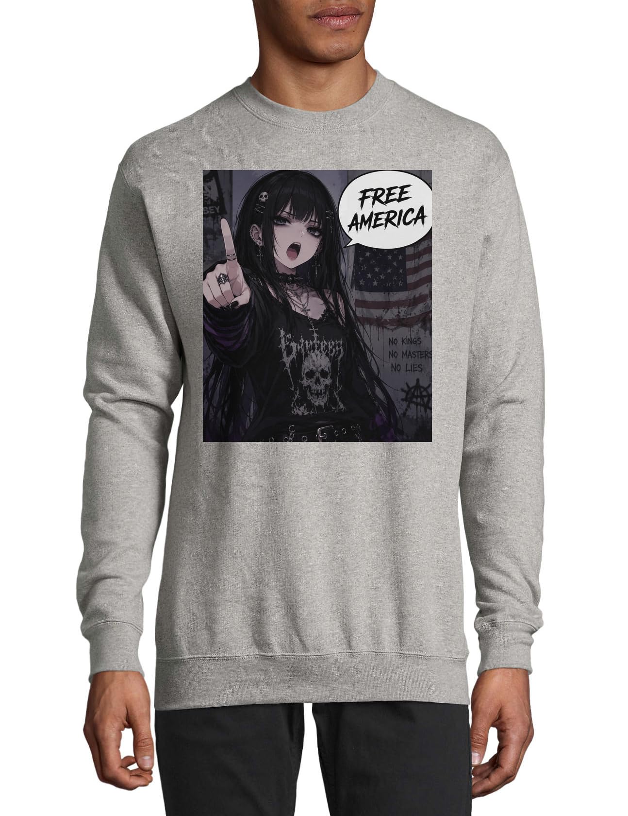 Rebellisches Mädchen fordert Freiheit heftig Baumwoll-Pullover, Sweatshirt, Pullover, Grau