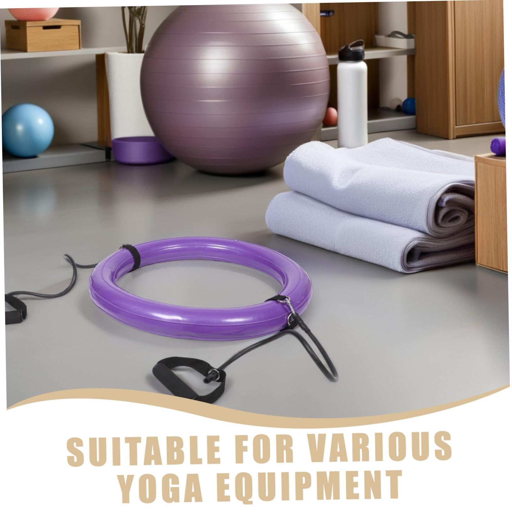 Sosoport Supporto per Palla da Yoga, Anello 60cm in PVC, 1 Pezzo | Base Stabile Ispessita, con Maniglia, Uso Home Gym e Attività All'aperto, Design Porpora Vivace