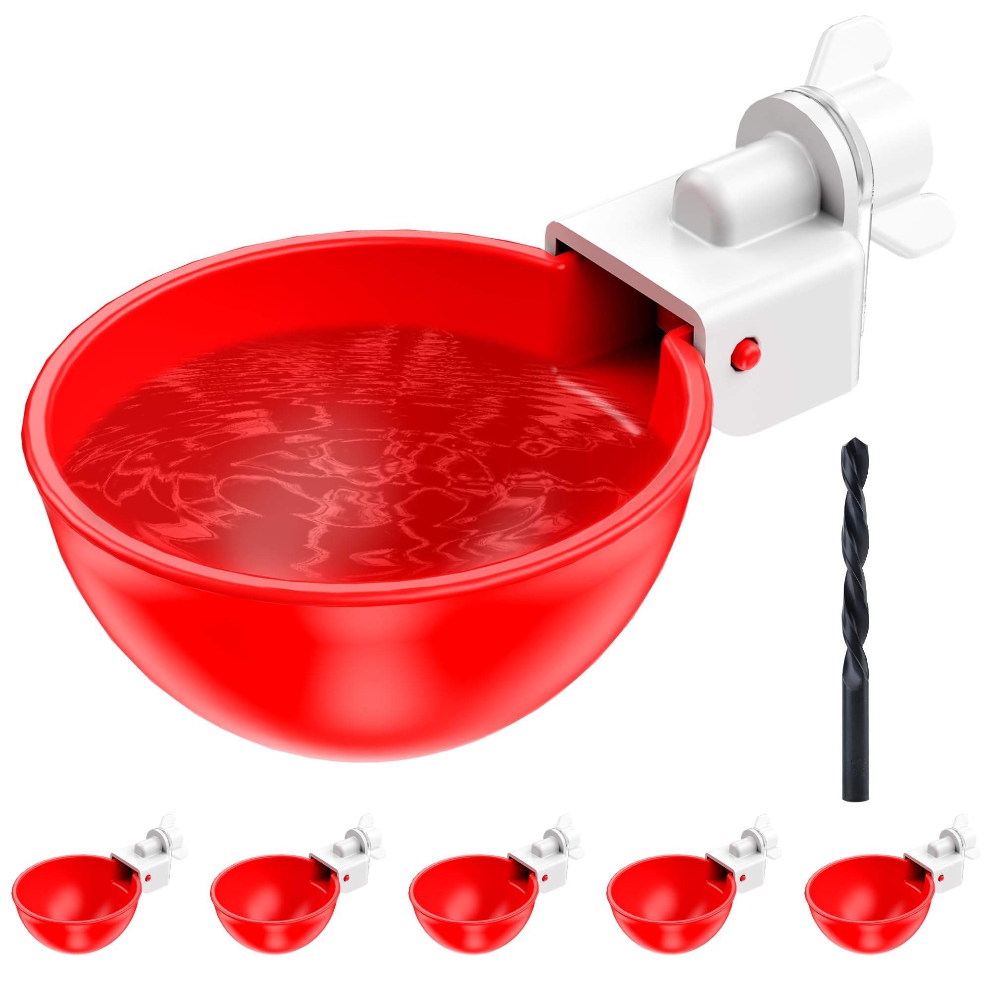 ZenxyHoC Chicken Waterer Cups, 6 Pack Automatic DIY Chicken Water Cups with 3/8'' Hole Saw