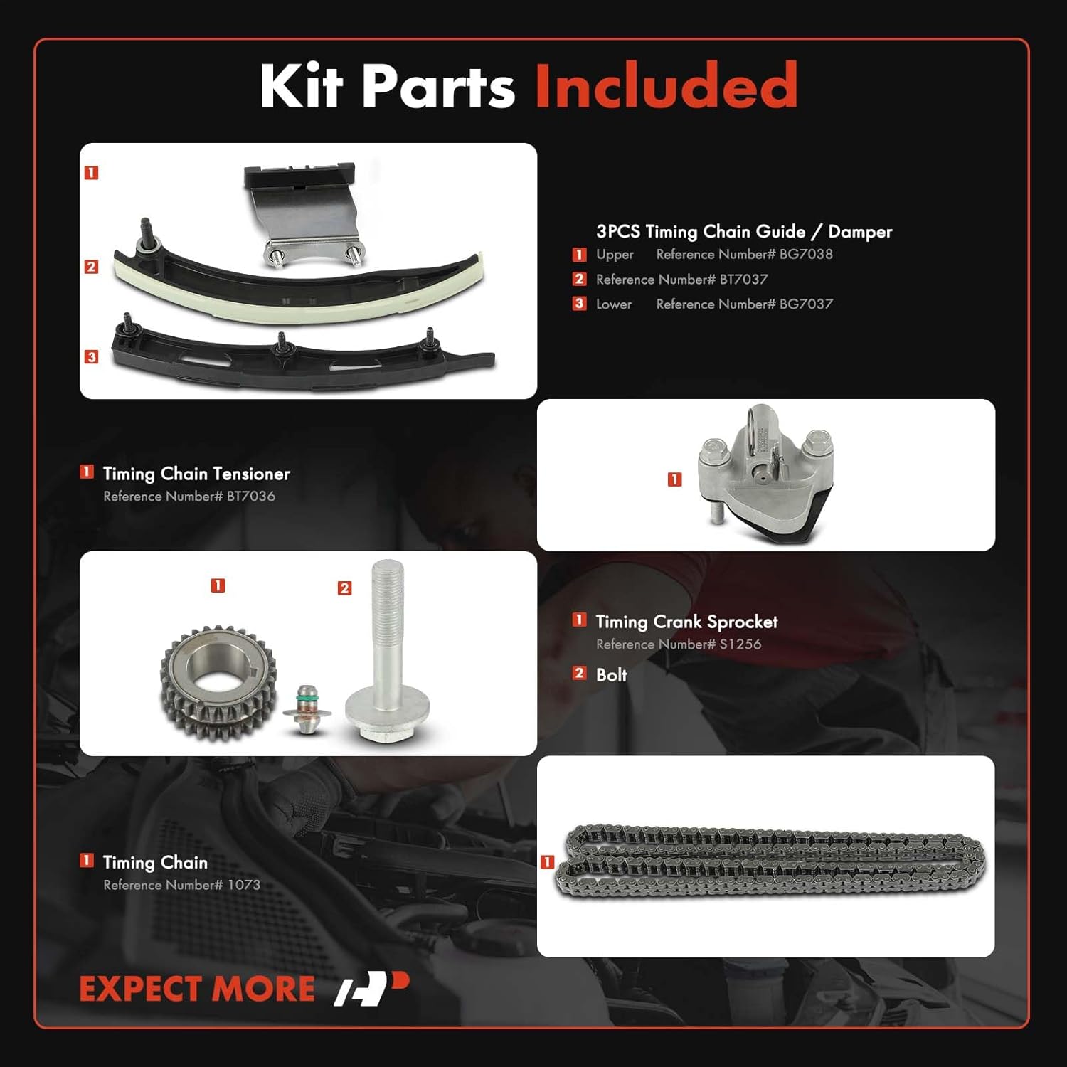 A-Premium Engine Timing Chain Kit W/Sprocket & Tensioner & Guide Compatible with Chevrolet Equinox 2018-2020, Malibu 2016-2020, Cruze 2016-2019 & GMC Terrain 2018-2020 & Buick Encore 2016-2019 2021