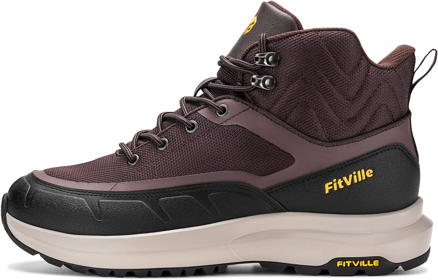 FitVille Wide Mens Boots, Orthopedic Extra Wide Men's Hiking Boots Mid Height Boots Outdoor Trekking Backpack Shoes for Men, Arch Support & Shock-Absorbing, Durable Upper
