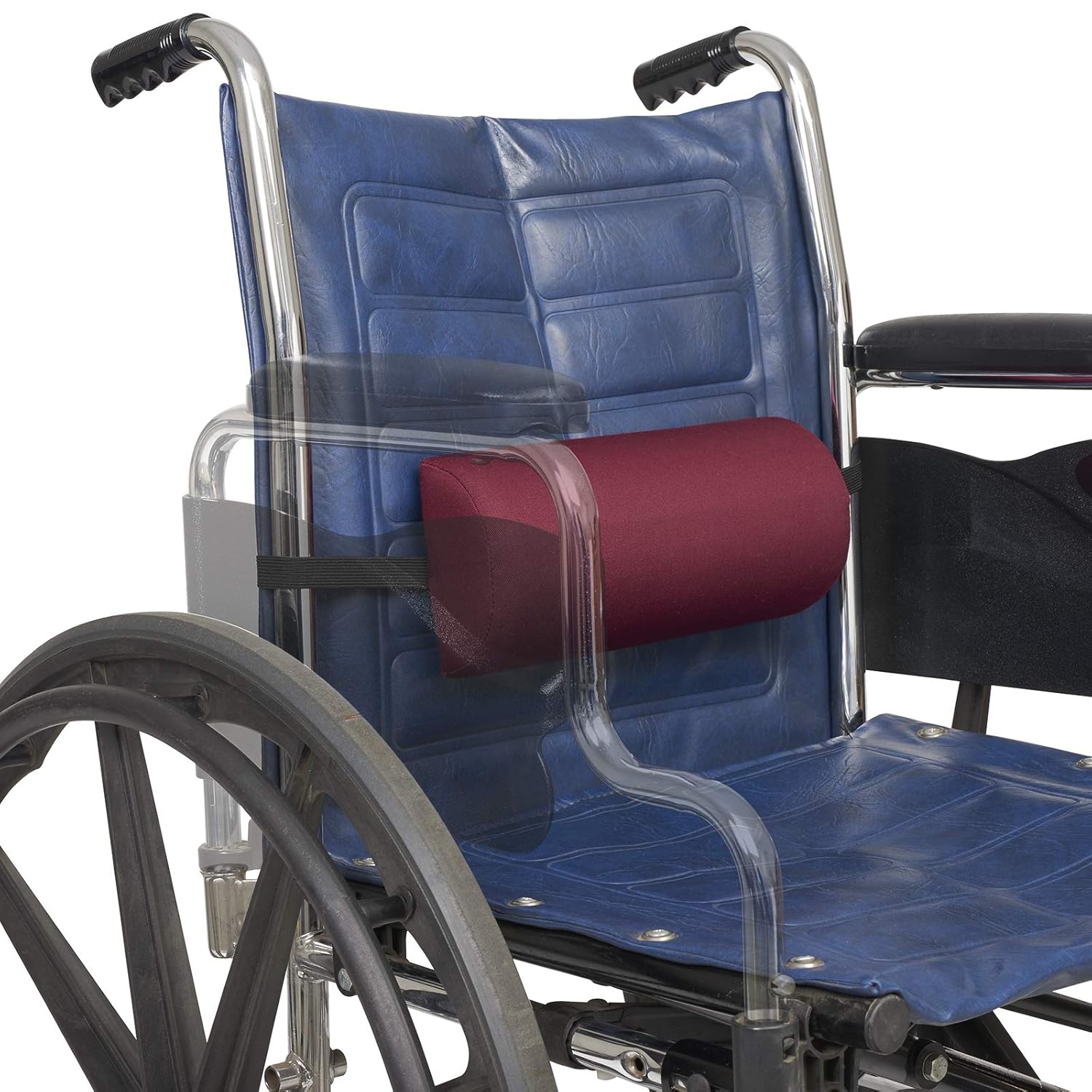 Tесh Dеаlѕ 🔥 Sammons Preston-37964 Half Lumbar Roll with Attachment Strap, D-Shape Low Back Support Cushion, Posture Support Pillow for Spinal Alignment and Curvature, Pain Relief in Head, Neck, Shoulder, Burgundy, 4.5