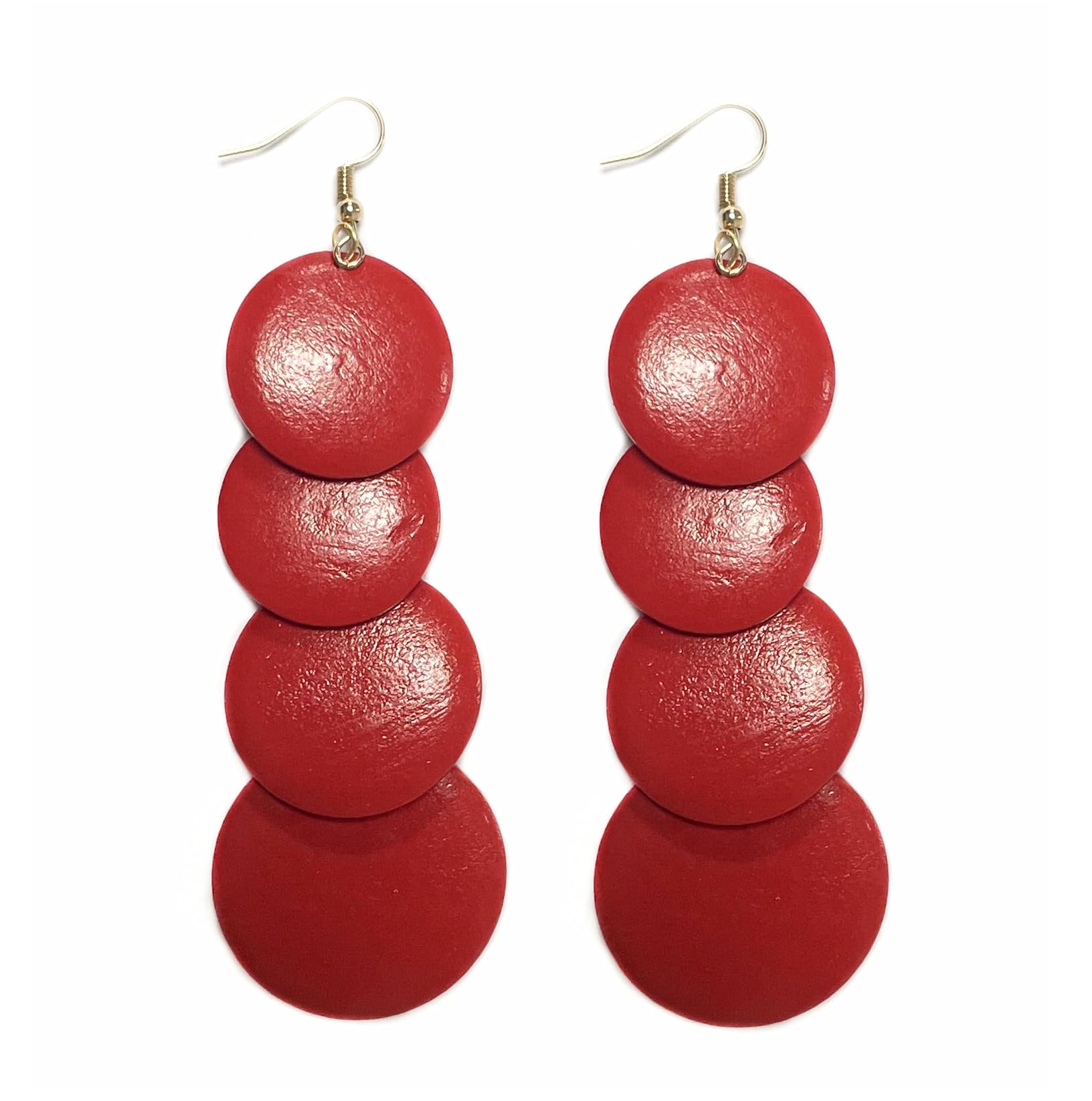 African Natural Wood Earrings Retro Bohemian Multilayer Round Geometric Dangling Eardrop Colorful Lightweight Wooden Map Leaf Triangle Drop Earring