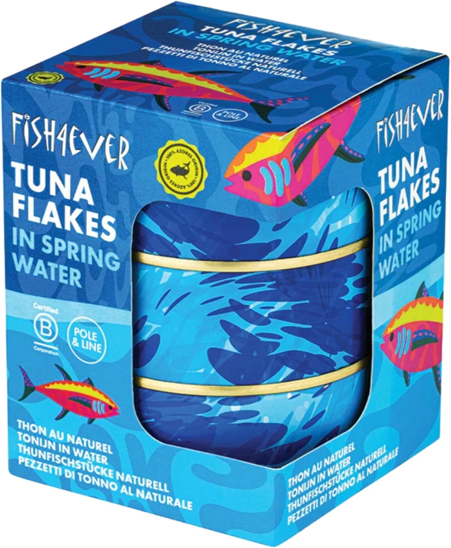 Fish 4 Ever | Azores Skipjack Tuna Flakes In Spring Water - Sustainably Fished. Tin Canned Food Rich In Omega-3. Great Used In A Dip, Pate Or Salad |160g (Pack of 3)