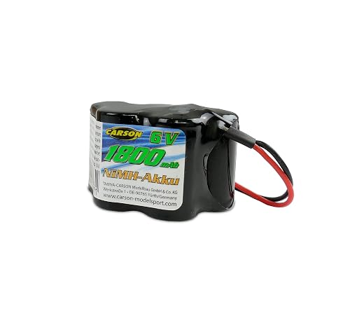 Carson 500608230 NiMH - Batería para Receptor (6 V/1800 mAh, Recargable, con Toma Tamiya, batería para Coche…