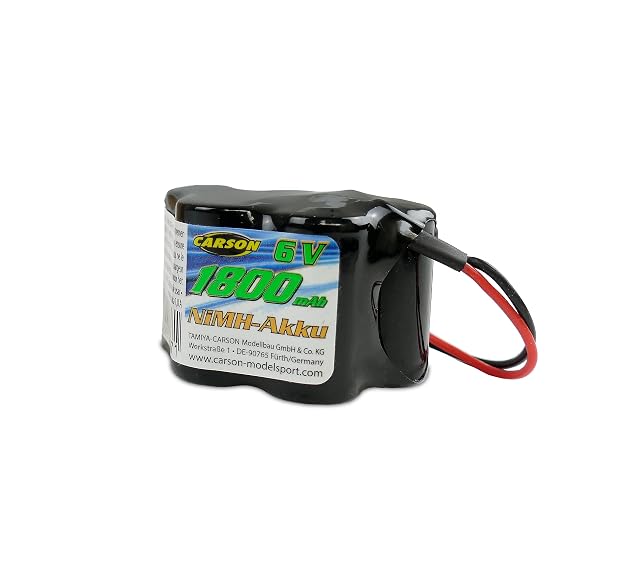 Carson 500608230 NiMH - Batería para Receptor (6 V/1800 mAh, Recargable, con Toma Tamiya, batería para Coche…