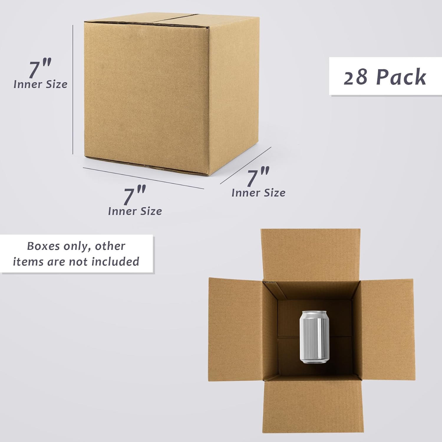 Frametory 7x7x7 Pack of 28 Corrugated Cardboard Packing Shipping Mailing Moving Carton Boxes, Brown