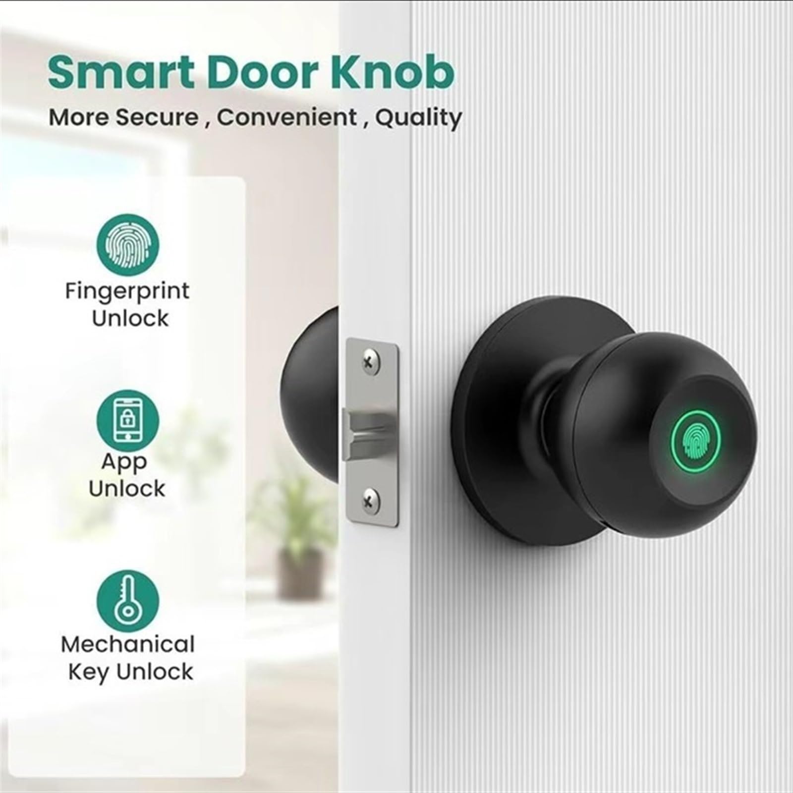 Kontrola aplikacji Bluetooth Inteligentny zamek bezkluczykowy Klamka do drzwi Cyfrowy elektroniczny z czytnikiem linii papilarnych Biuro Handlowe(Nero)