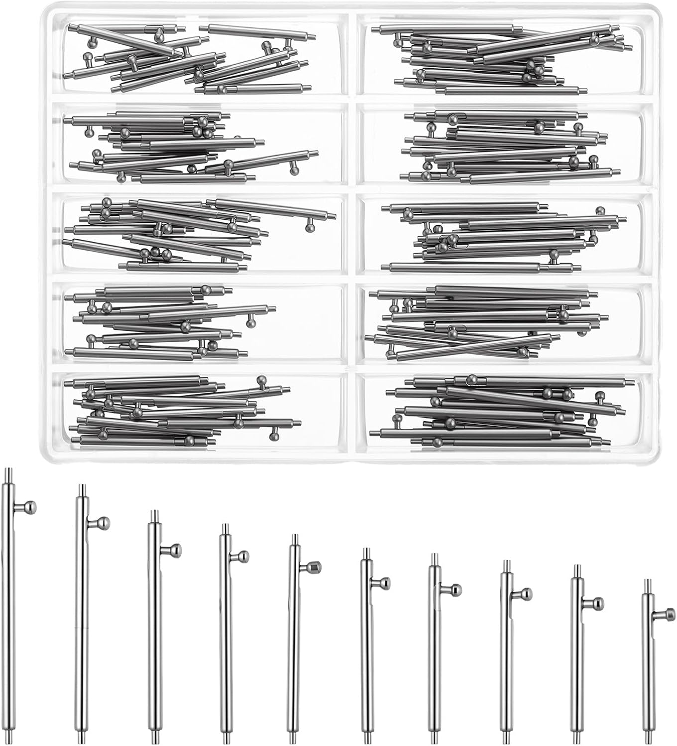 100PCS Watch Band Pins Replacement Kit Quick Release Spring Bars Alloy Quick Release Watch Pins, 14mm to 26mm Assortment for Watches Straps 14/15/16/17/18/19/20/21/22/24mm