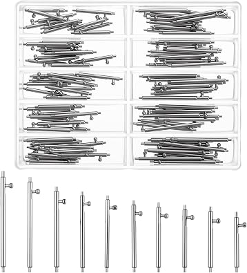 100PCS Watch Band Pins Replacement Kit Quick Release Spring Bars Alloy Quick Release Watch Pins, 14mm to 26mm Assortment for Watches Straps 14/15/16/17/18/19/20/21/22/24mm