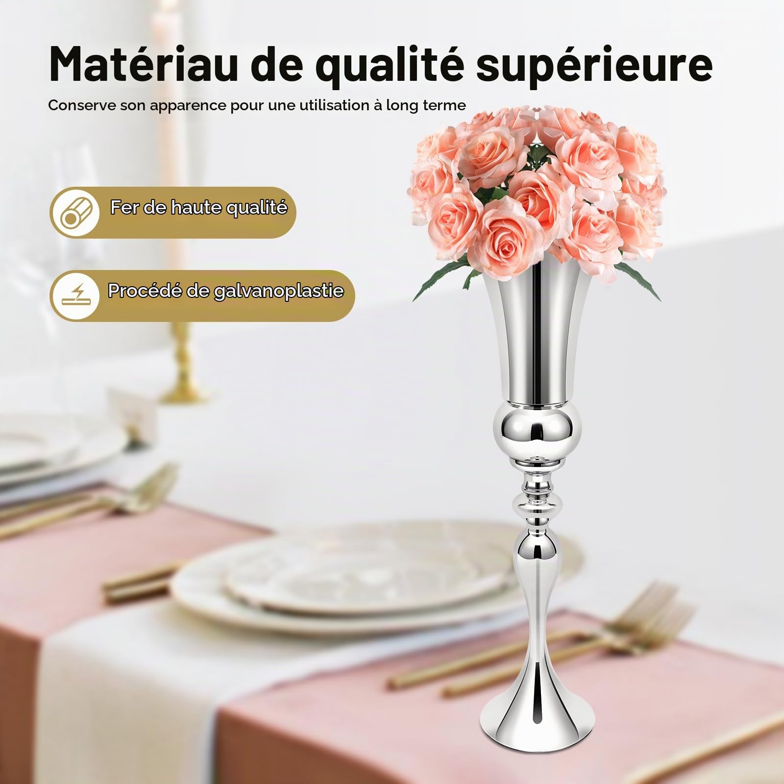 Grand vase de sol, moderne, en métal, pour tulipes, décoration d'intérieur, 74 cm