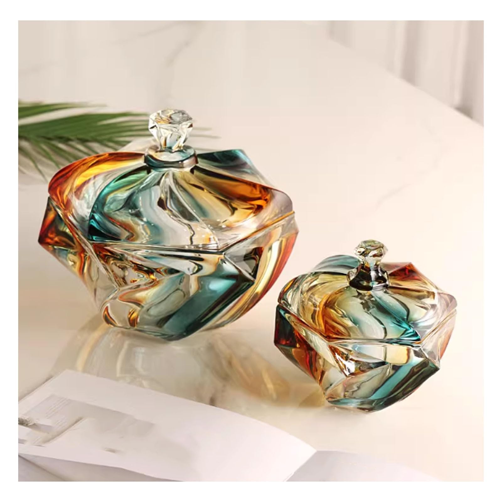 Tarro de cristal para caramelos con tapa, recipiente de almacenamiento transparente para dulces, caja de joyería hecha a mano, tarro decorativo para el hogar y eventos