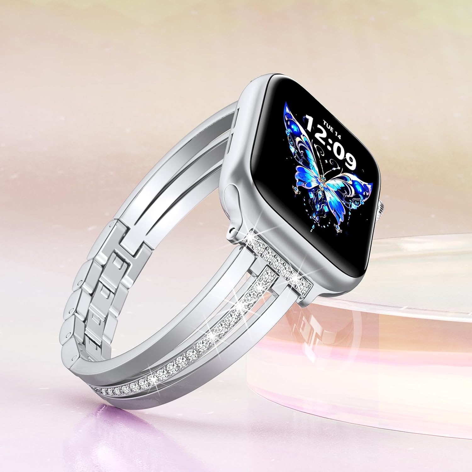 KOREDA Slim Gold Band Compatible for Apple Watch Band 38mm 40mm 41mm 42mm 44mm 45mm 46mm 49mm Series 11 10 9 8 7 SE Ultra Women, Thin Metal Dressy Jewelry Bracelet with Bling Diamond for iWatch Series 6/5/4/3/2/1 - Image 2