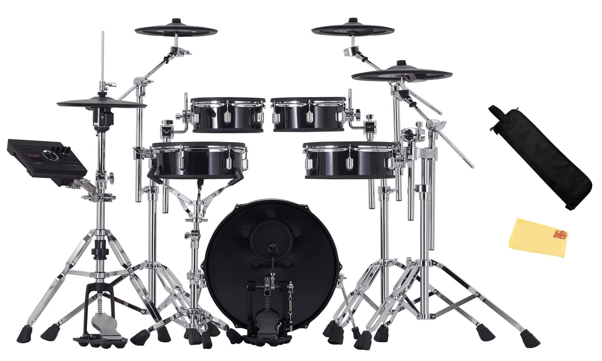 Roland VAD307 V-Drums Acoustic Design Electronic Drum Set Bundle with Hardware, Drumstick Bag, and Austin Bazaar Polishing Cloth