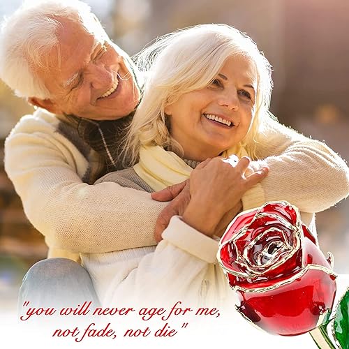 Miniatura 5 de Regalo de San Valentín con rosa real bañada en oro de 24 quilates, el mejor regalo de San Valentín para su esposa, madre y mujer, rosa de 24