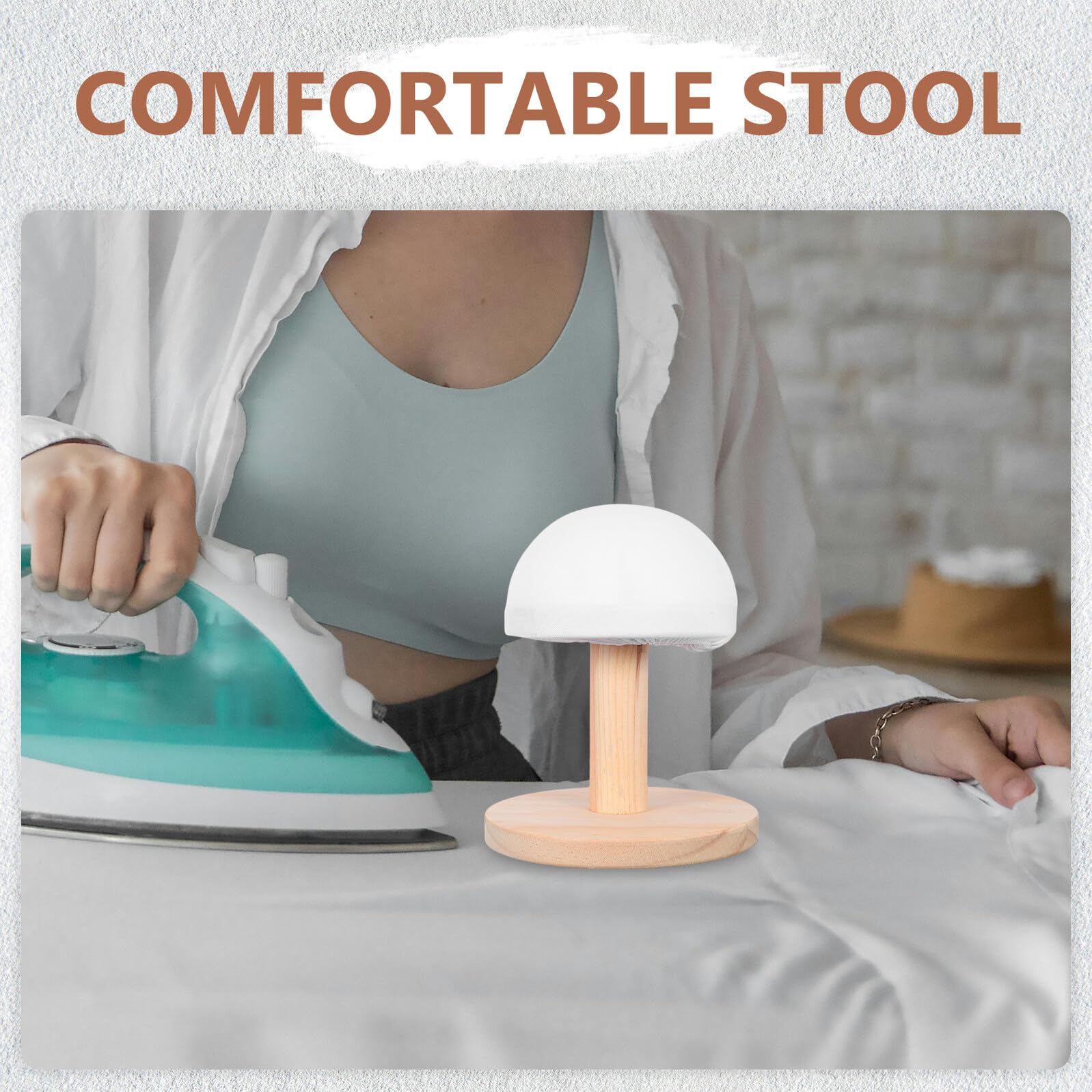 Tabla de Planchar de Madera Portátil Pequeña con Base Redonda Acolchada para Brasieres Sombreros y Cuellos Tablero Multifuncional Ligero para Costura y Ropa