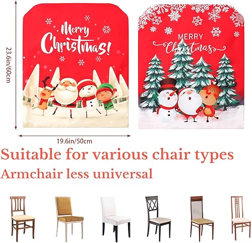 Miniatura 5 de TOCHGREEN Fundas para sillas de Navidad, paquete de 4 fundas protectoras de silla de Navidad, fundas de asiento de silla de comedor de Navidad con