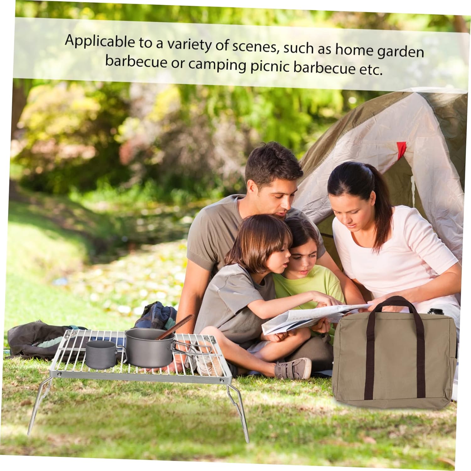 TOYANDONA Stainless Grill Folding Bbq Rack Portable Barbecue Grill Bbq for Camping Outdoor Use