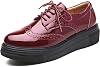 DADAWEN Women's Platform Lace-Up Comfort Wingtips Square Toe Oxford Shoes Brogues
