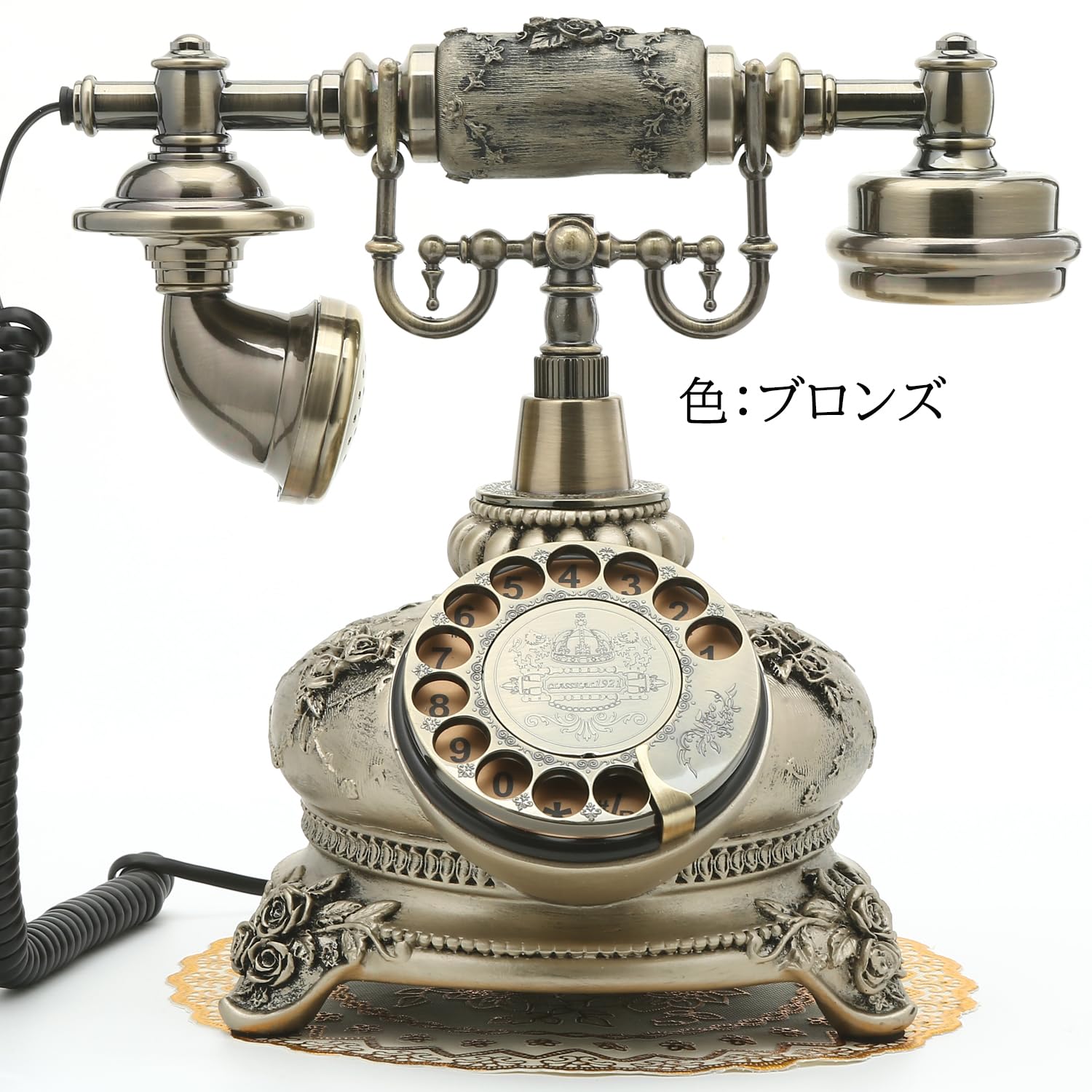 おしゃれ！ ダイヤル電話 レトロ アンティーク グレージュ ダイヤル式電話 Amazon | EnergyPower 高級アンティーク調 ダイヤル式電話器 アナログ