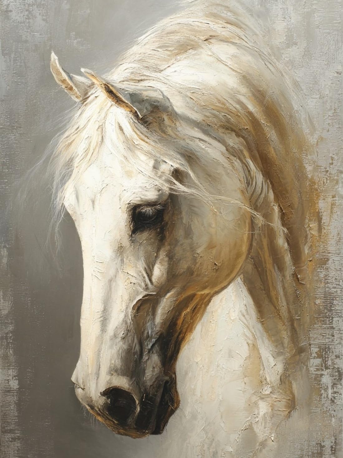 WANGWANGMIAO Paint by Numbers for Adults White Horse,DIY Painting by Numbers Kits on Canvas Hand Painted Artwork Gift Home Decoration 16x20inch，with Frame