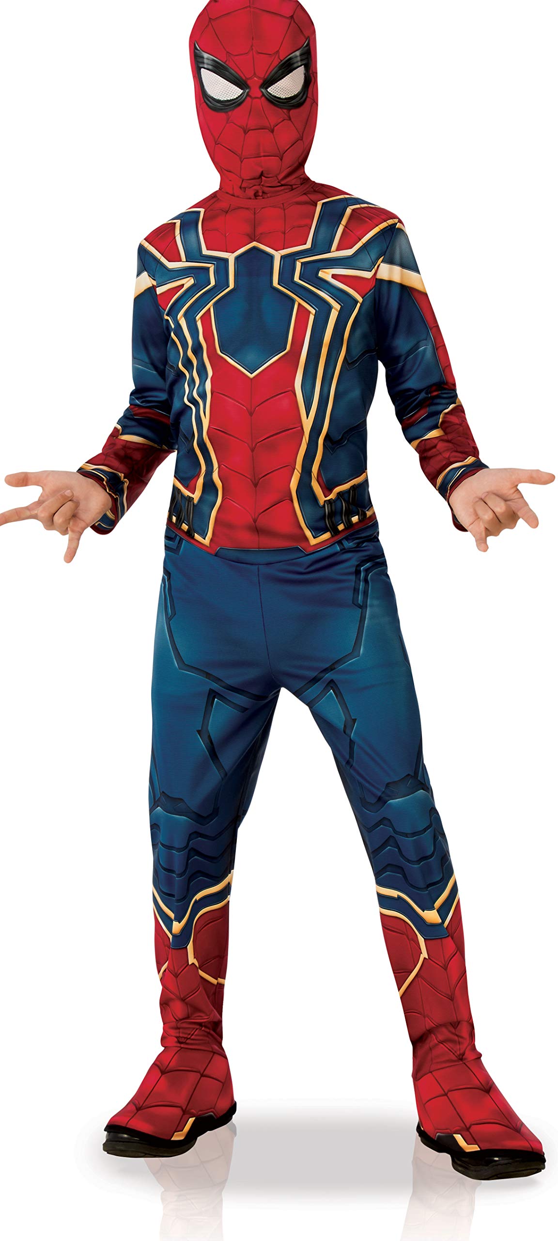 RUBIE'S AVENGERS oficial - Disfraz clásico para niños IRON SPIDER. Disfraz SpiderMan completo talla 5-6 años con traje de funda y capucha de la película Avengers Infinity War