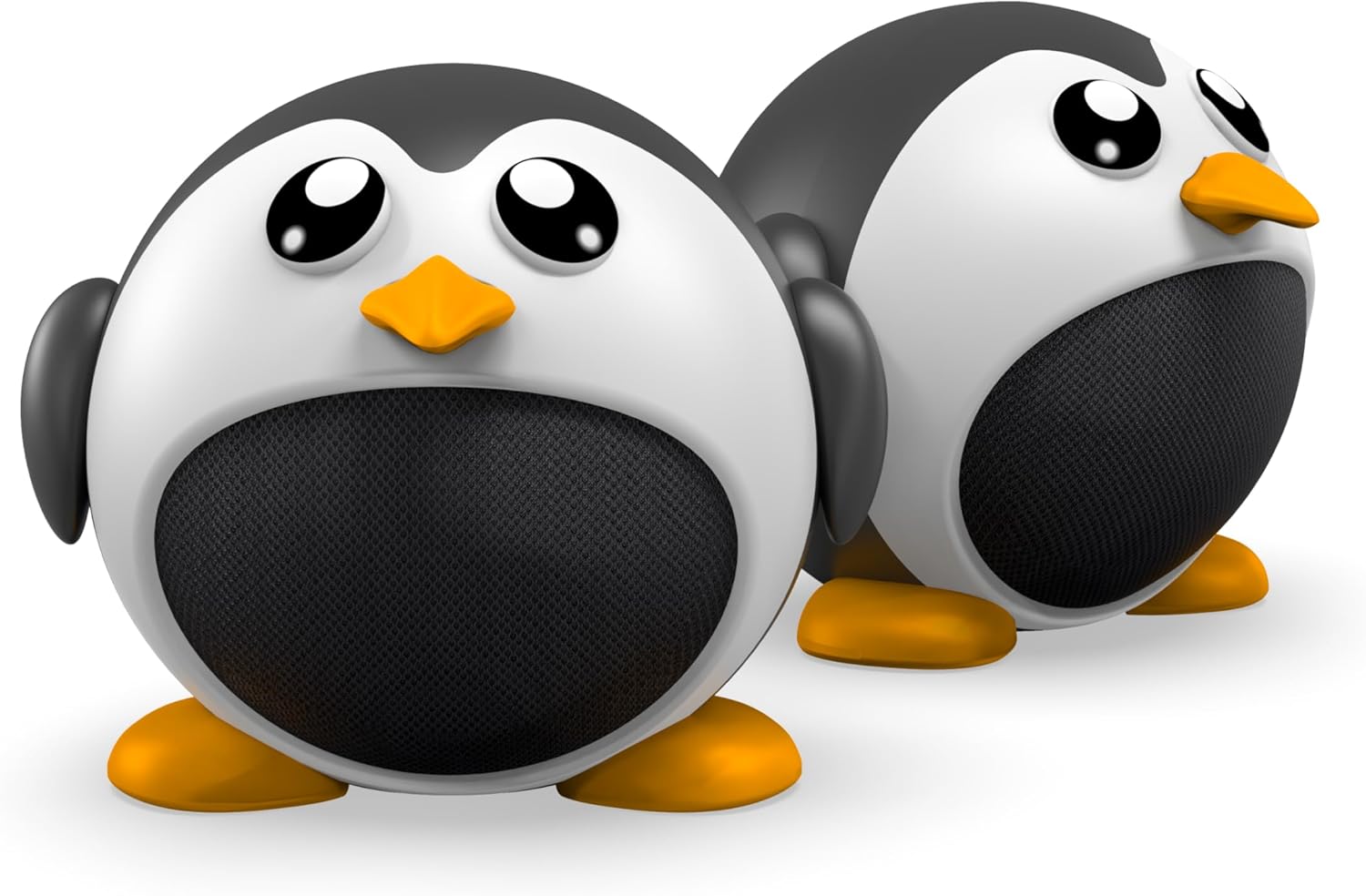 ECHO Pinguïn luidspreker, 2 stuks, origineel Kawaï-design, 3 W, mono, 1 pingz, 6 W, stereo, 2 pingz, 4 uur draadloze continue muziek, geïntegreerde microfoonoproepaansluiting, compatibel met alle