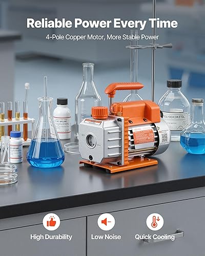 Miniatura 3 de VEVOR Cámara de vacío de 3 galones con bomba, 3.5 CFM, bomba de vacío de una sola etapa, kit de cámara de desgasificación de acero inoxidable con
