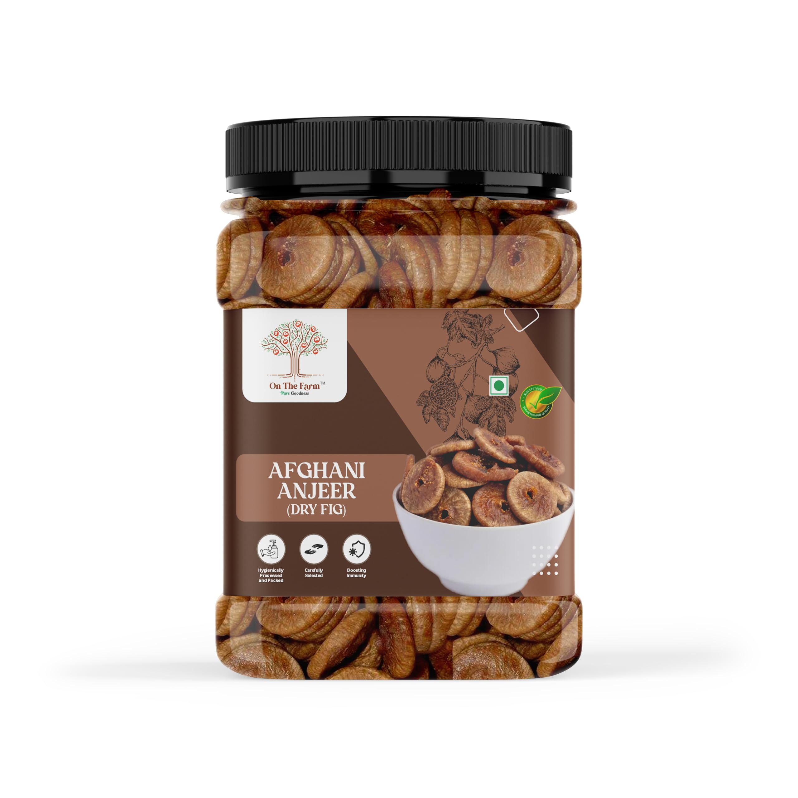 Pure Goodness Premium Dried Afghani Anjeer 1kg | Rich in Fiber, Calcium & Iron | Rich in Nutrients | Soft & Sweet Anjeer Dry Fruit Healthy Snack