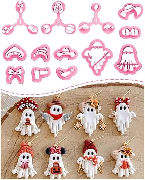 Keoker Halloween Polymer Clay Cutters, 13 Halloween Ghost Clay Earring Cutters for Polymer Clay Jewelry