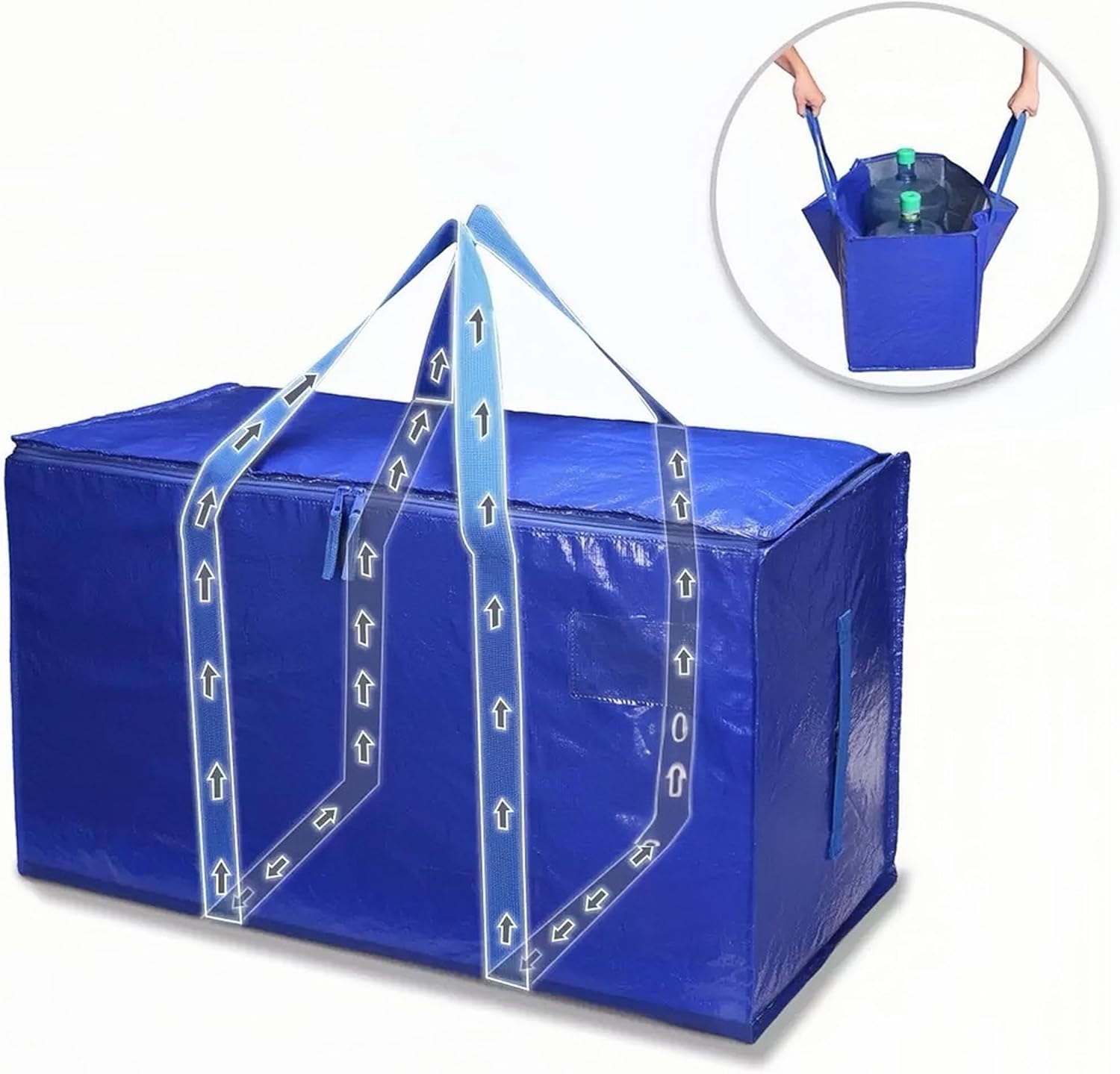 4 Pack Extra Large Heavy Duty Moving Bags with Strong Zipper and Reinforced Handles Durable Woven Storage Totes for College Dorm Clothes Blankets Bedding Travel Packing Closet Organization