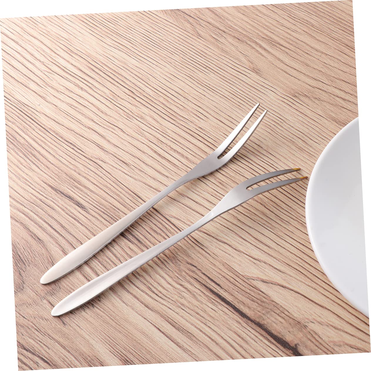 STOBAZA 20pc Set of Modern Stainless Steel Fruit Forks 2-teeth Dessert Forks for Parties Fine Dining