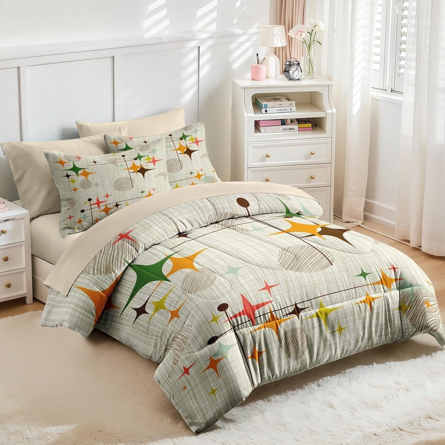 Edredon Cama 150 Estrellas Edredón Nordico Adulto sin Funda Reversible Geométrico Estampado Suave Ligero Transpirable Duvet 220x240 cm Incluye 2 Fundas de Almohada 50x75 cm YUd1493