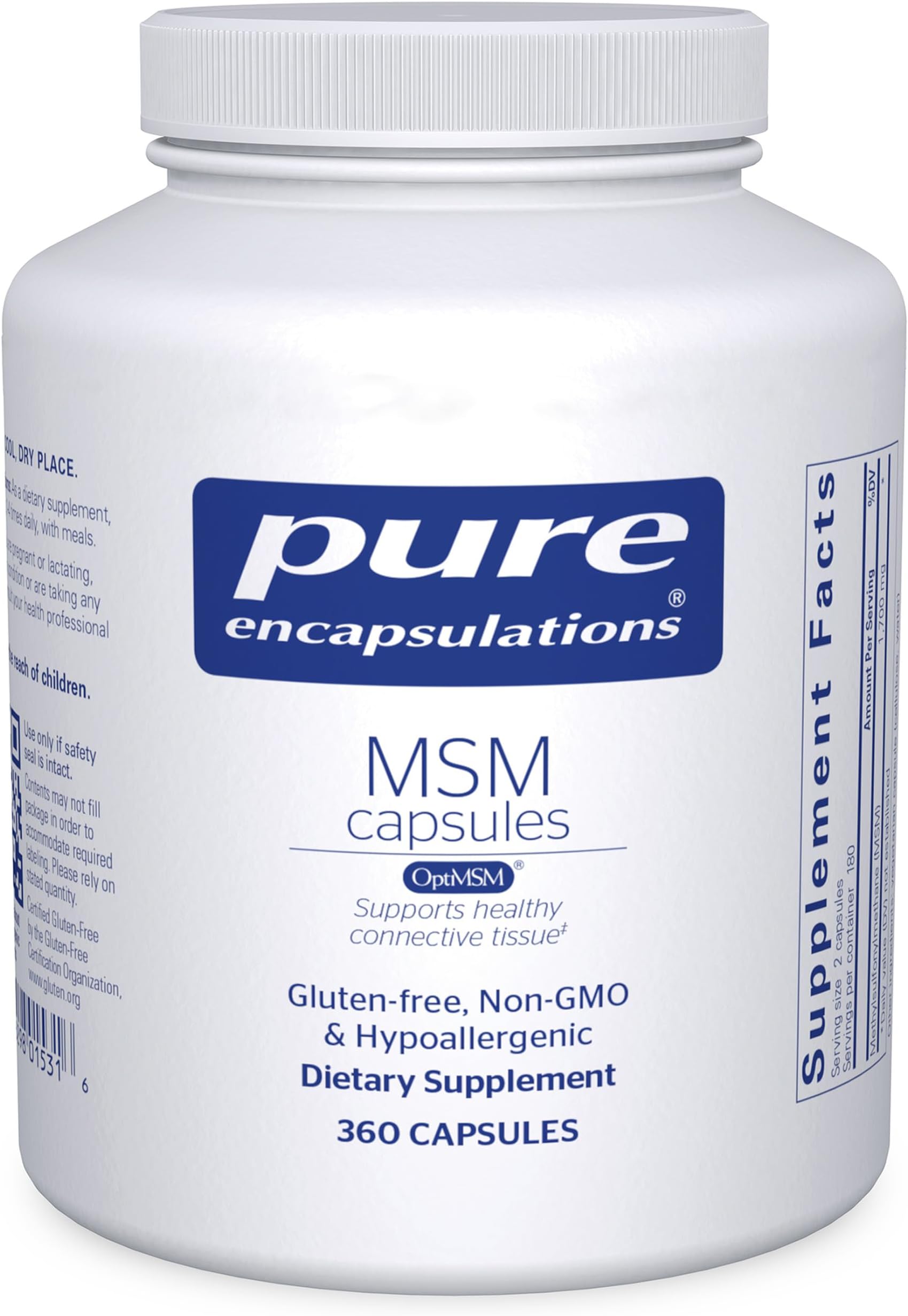 MSM Capsules | Sulfur Supplement to Support Joints, Immune System, Connective Tissue, and Respiratory Health* | 360 Capsules
