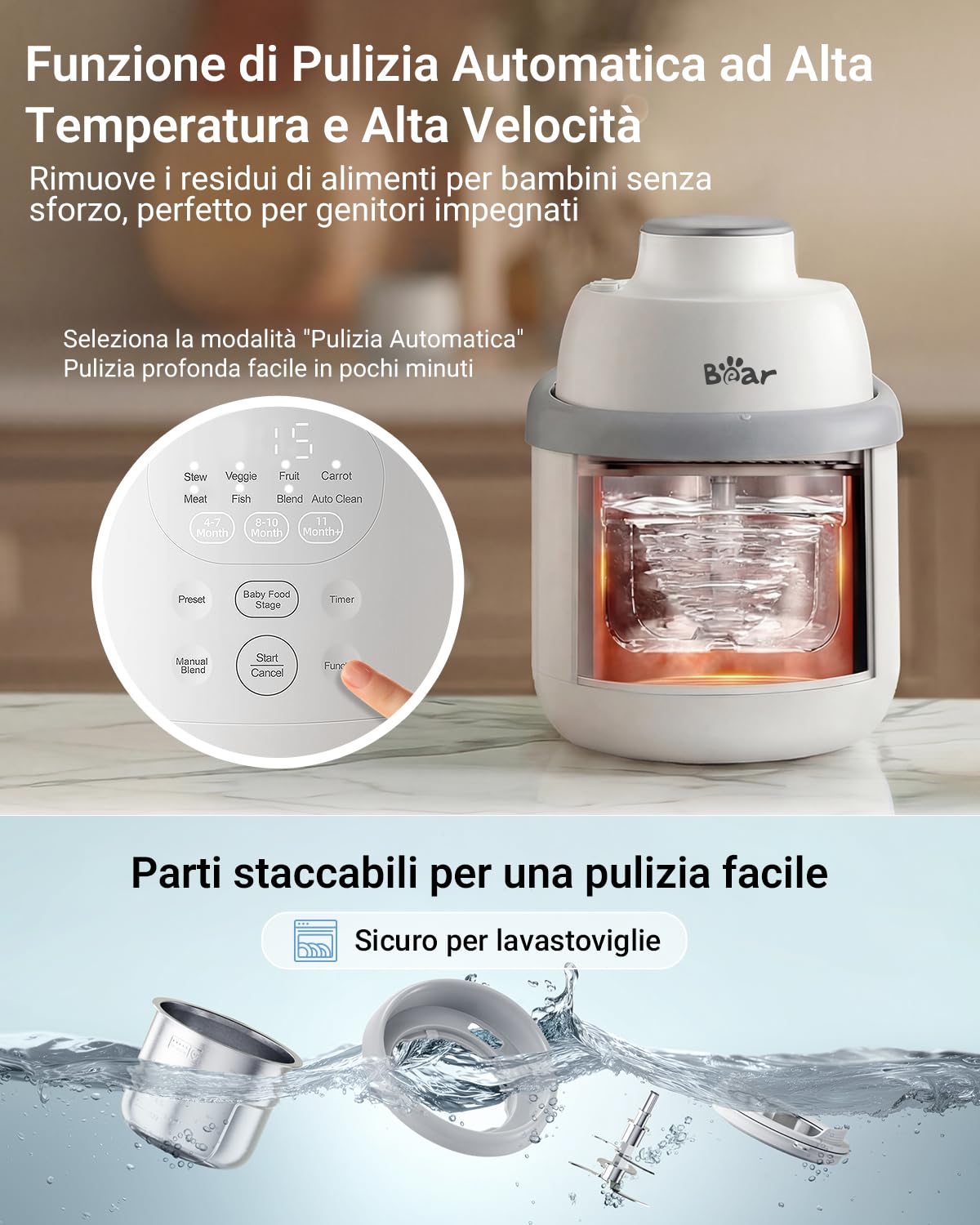 NutriEase AllStage Preparatore di Pappe per Bambini in Acciaio Inossidabile OneStep Baby Food Maker