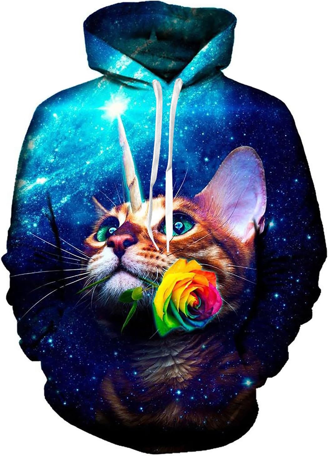Idgreatim Teen 3D Cat Galaxy Pullover Hoodie Sweatshirt Cool Outwear Coat Large
