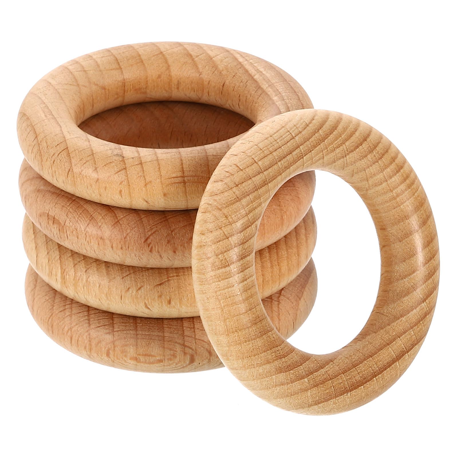 Anneaux en bois de hêtre massif de haute qualité pour bijoux et macramé