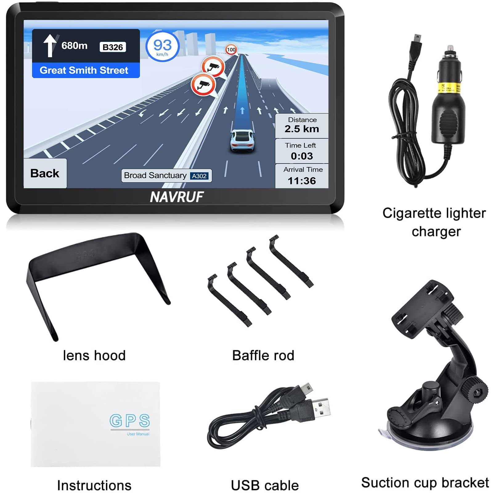 Navegador GPS para Coches con Visera y Bluetooth de 7 Pulgadas, con Mapas Últimos y Actualizaciones de por Vida