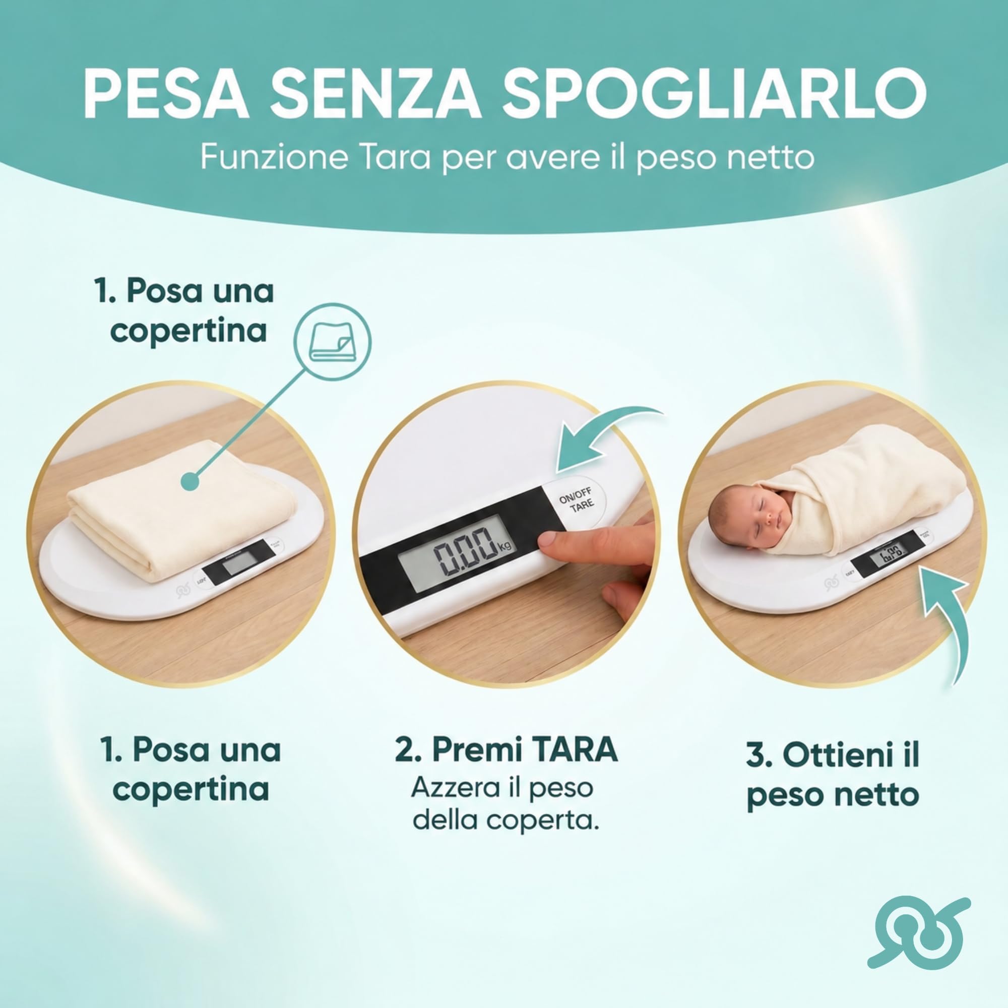 Bilancia Neonato Digital Display LCD Tara Kg Lb Precisione 10G Piattaforma Curva