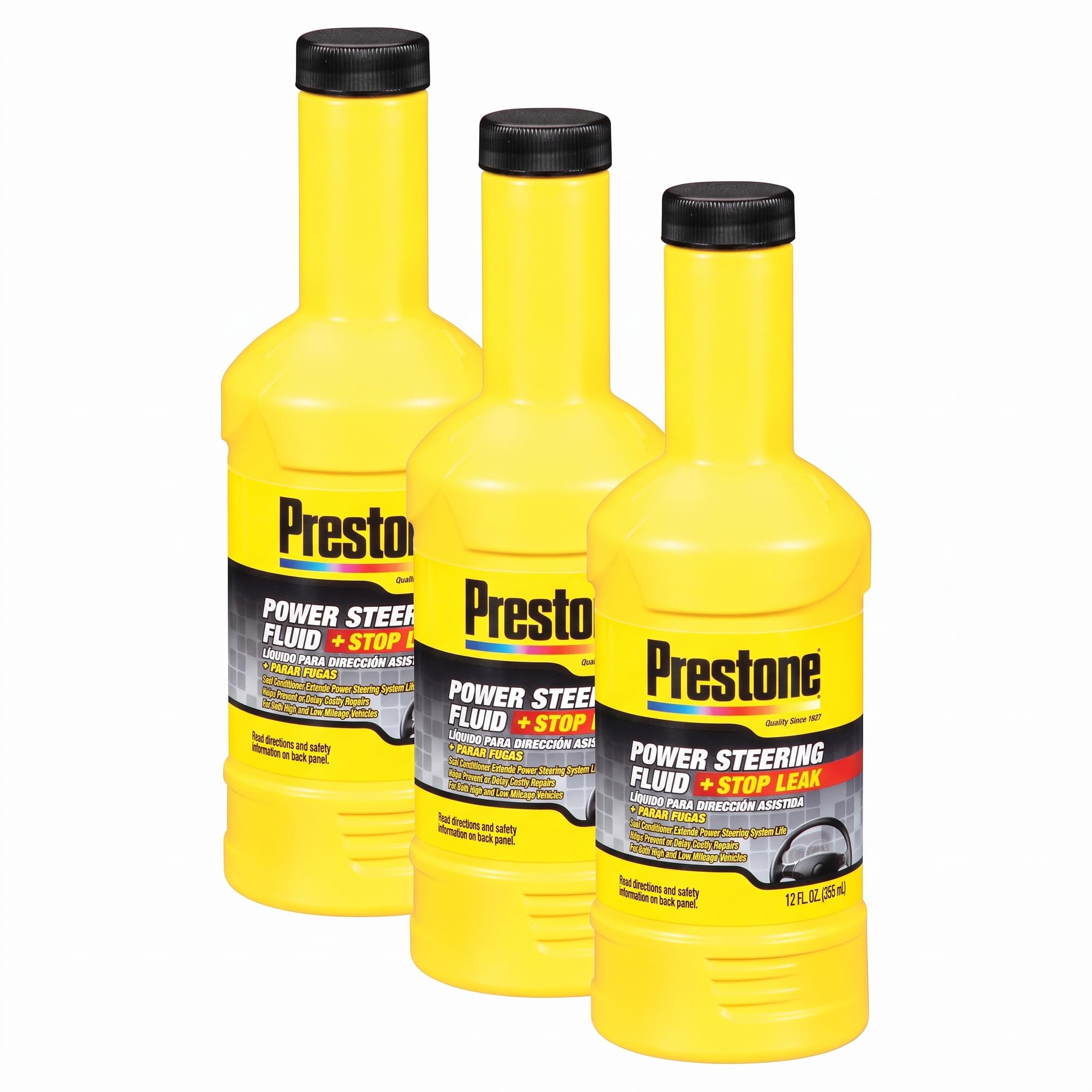 Prestone Power Steering Fluid | Stop Leak Formula | 12 oz Bottles | Pack of 3