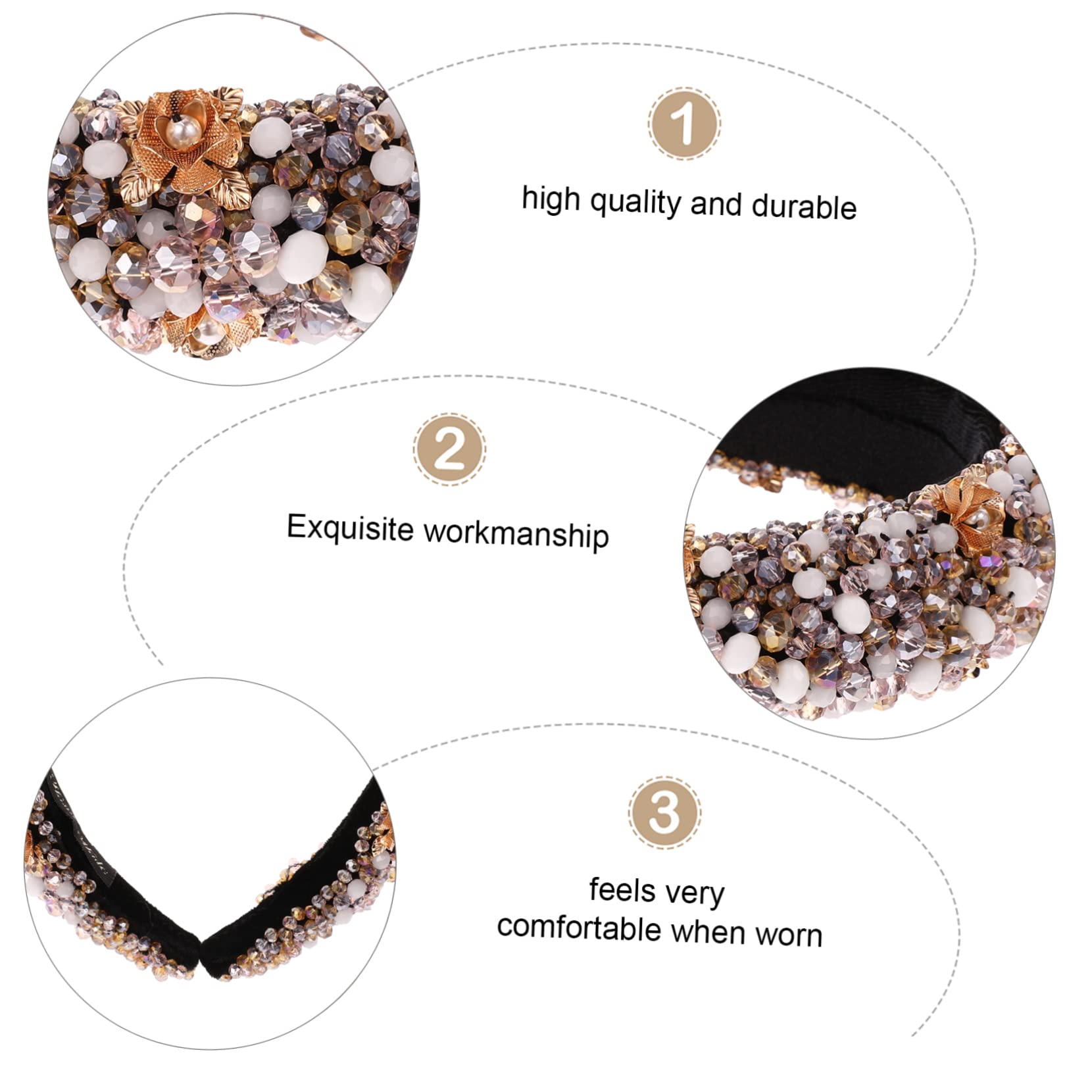 Barocker Strass Haarreif mit Perlen, Breit und Gepolstert