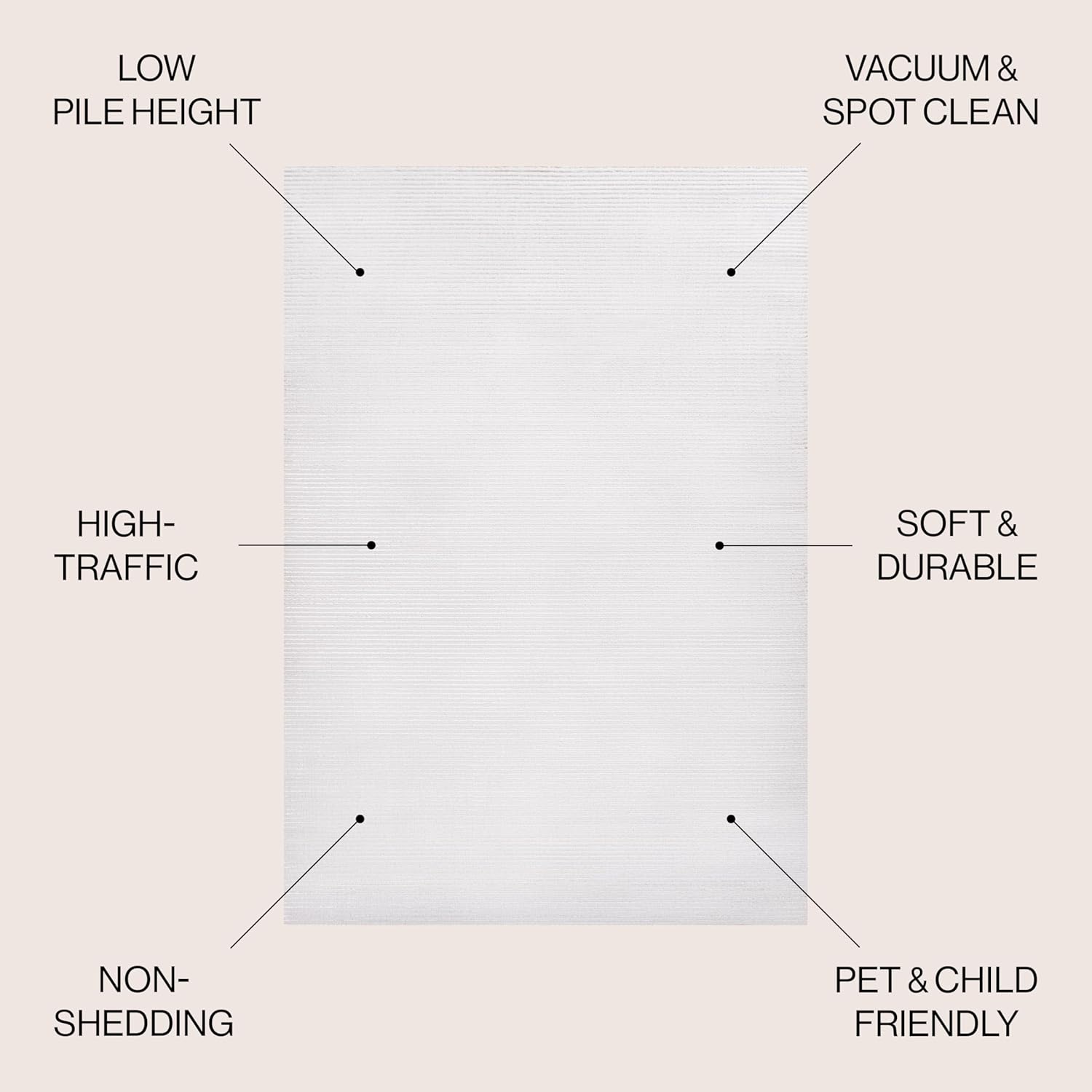 JONATHAN Y Cole Pinstripe High-Low White/Silver Indoor Area Rug, 4x6, Modern, Minimalist, Easy-Cleaning for Living Room, Bedroom, Kitchen, Pet Friendly, Non-Shedding (CAR101C-4)