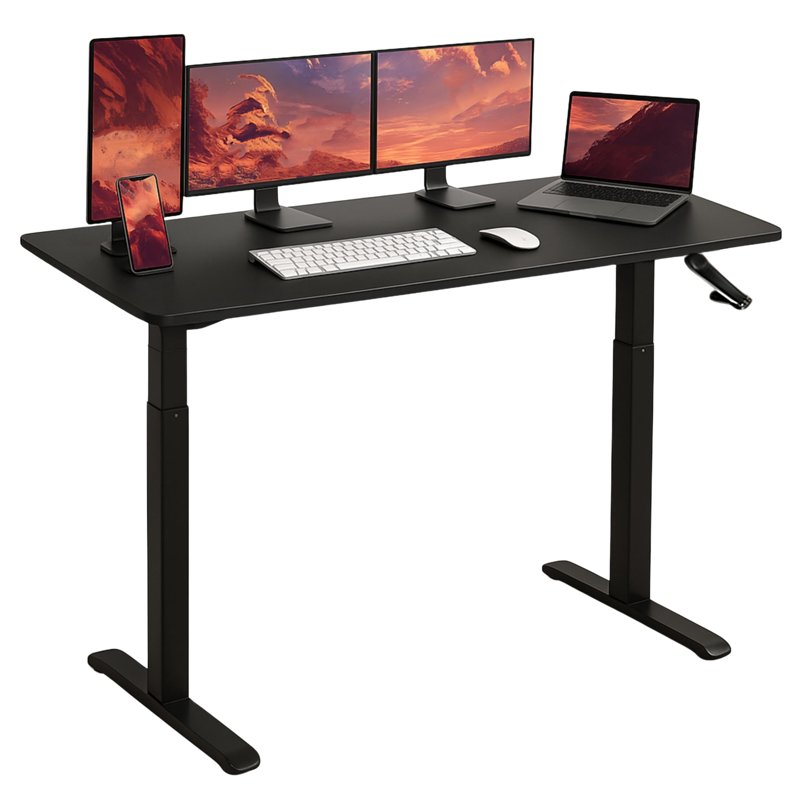 White Mulberry Manual Height Adjustable Sit-Stand Desk | Ergonomic Spacious Sit - Stand Table | Manual Height Adjustable Lever | Use in office, workstation or home | Black | 120 * 60*H(75-118) cm