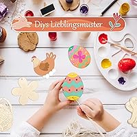 Vista 13 de 80 piezas de adornos de madera de primavera para pintar, 8 estilos de adornos de madera sin acabado para bricolaje, cortes en blanco