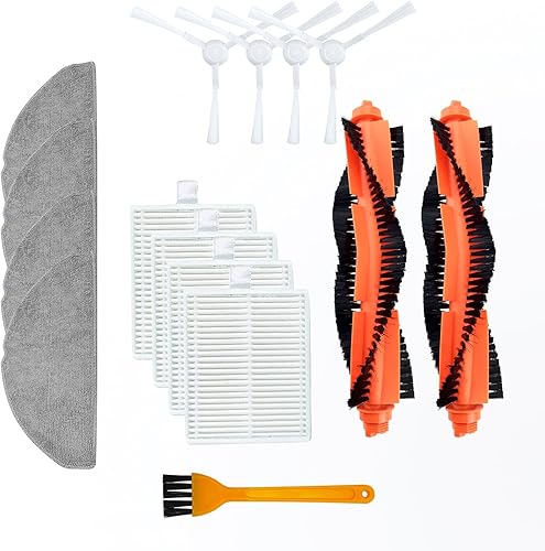 JOYSOG Partes de aspiradora para Xiaomi E10C103B112 Robot Aspirador 2* Cepillo principal+4* Filtros 4* Cepillo lateral 4* Almohadillas de fregona+1*