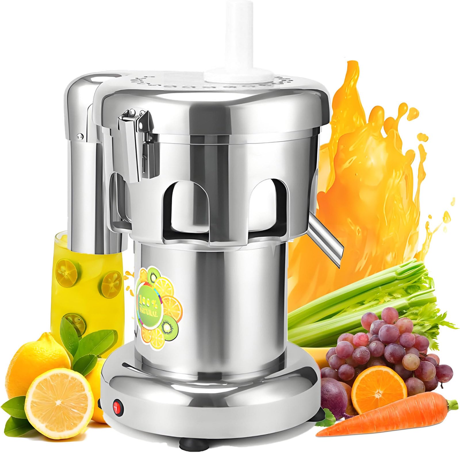 Extractor de jugo comercial con fundición de aluminio y diseño centrífugo de acero inoxidable para frutas y verduras, grado industrial