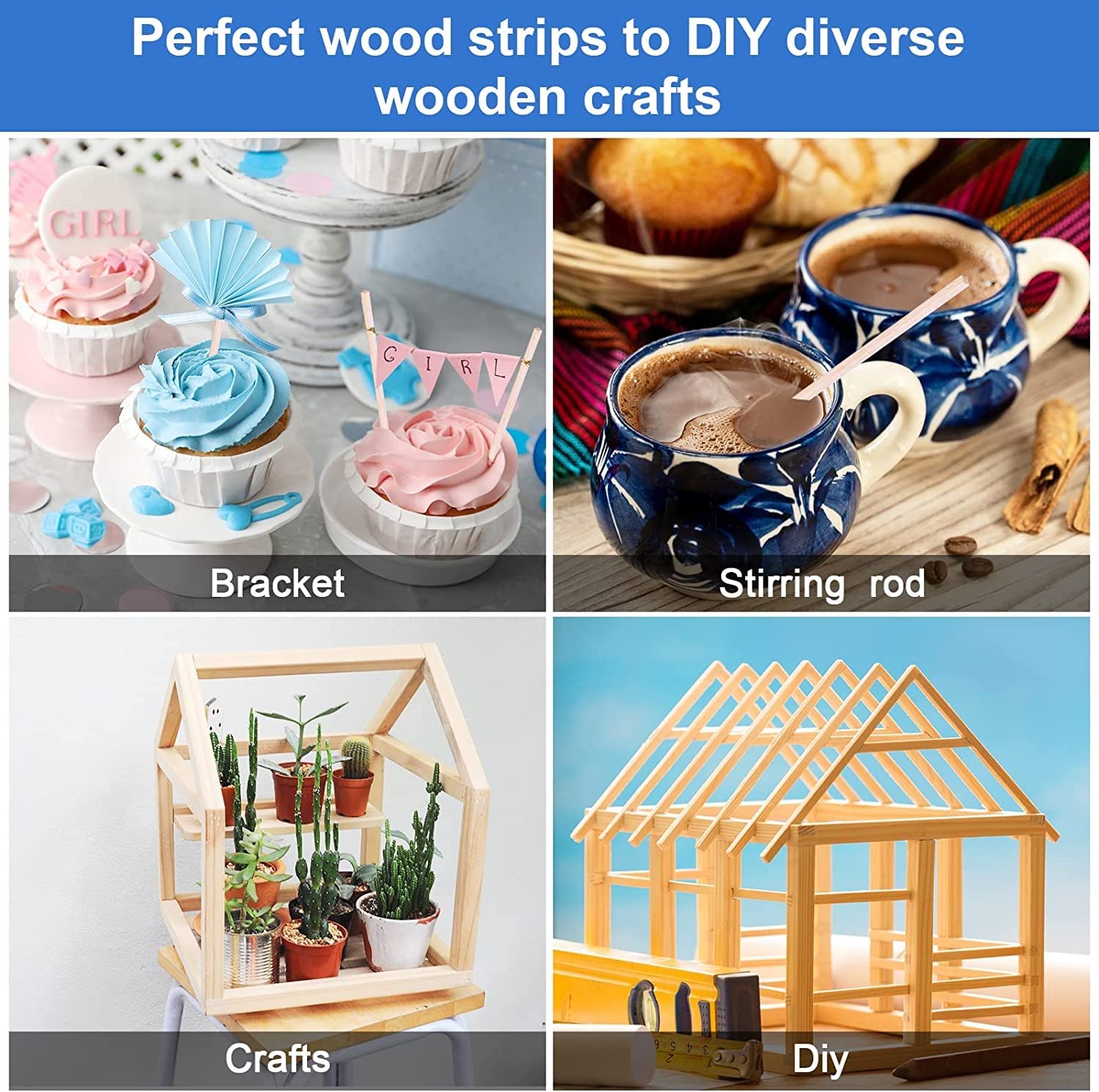 Niedokończone drewno Craft drewniane patyczki, 100 sztuk 0,16x0,16x12 cali listwy Balsa kwadratowe kołki twarde drewno niedokończone dla rzemiosła projekty DIY tworzenie modeli