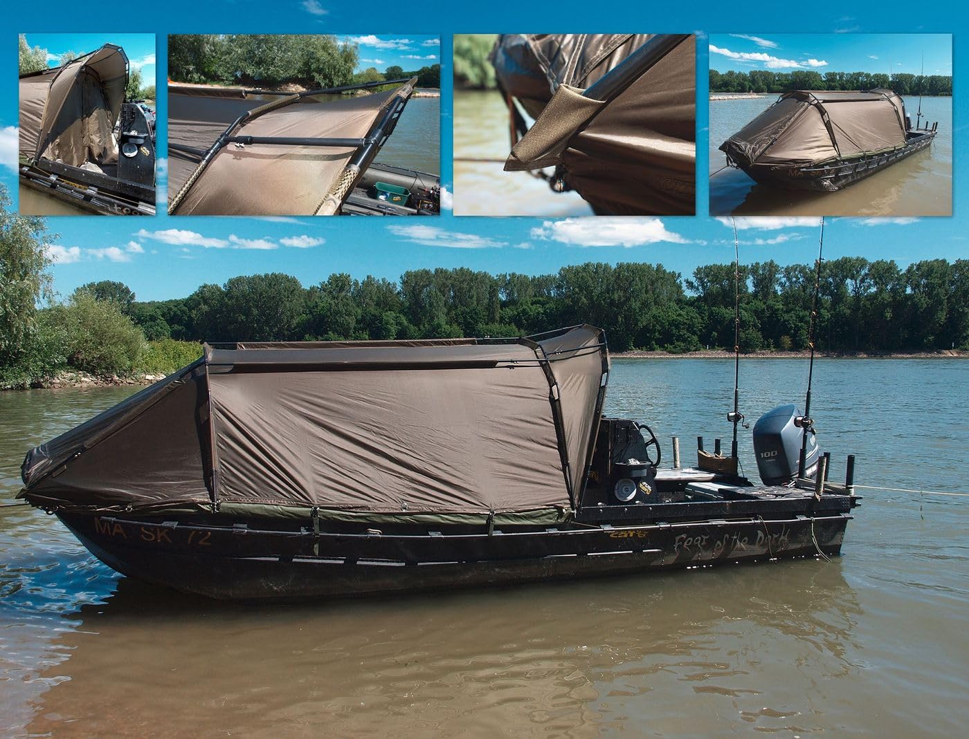 Black Cat Special Boat Cave II 335x220x105cm - Bootszelt, Angelzelt zur Montage auf Angelboot, Wallerzelt für Wallerboot