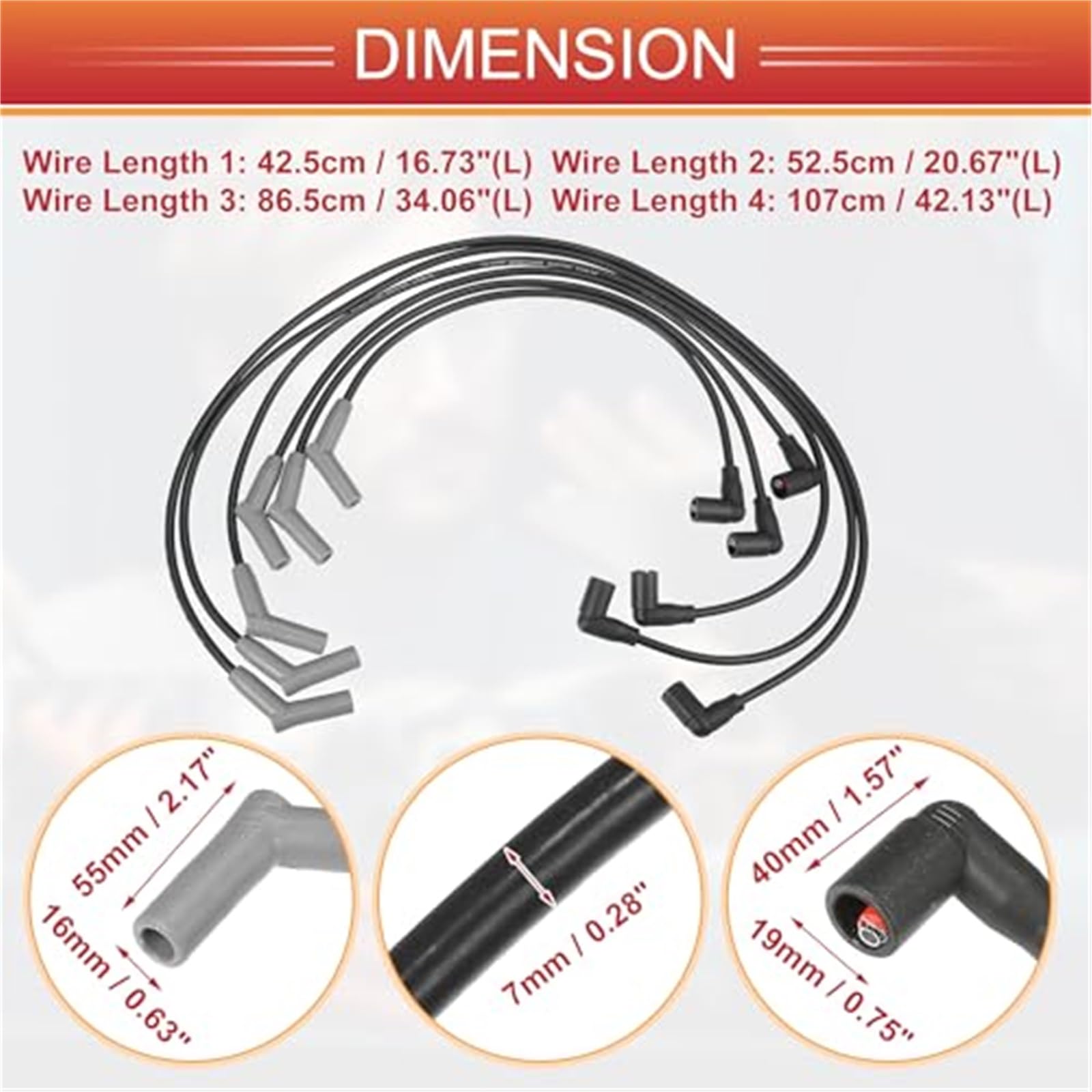 Przewody cewek zapłonowych do świec zapłonowych, kabel 7 mm, do Forda, do F-150, 2005-2008 V6 4.2L nr 3L3Z12259AB, opakowanie 6 szt. Przewód zapłonowy silnika samochodowego