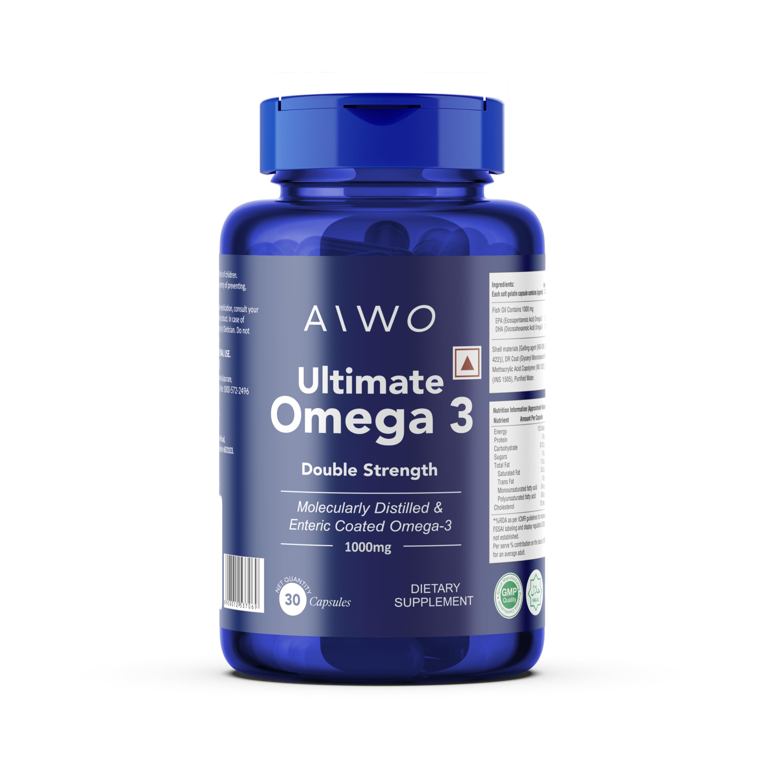 AIWO Ultimate Omega 3 Fish Oil Capsules for Men & Women, Double